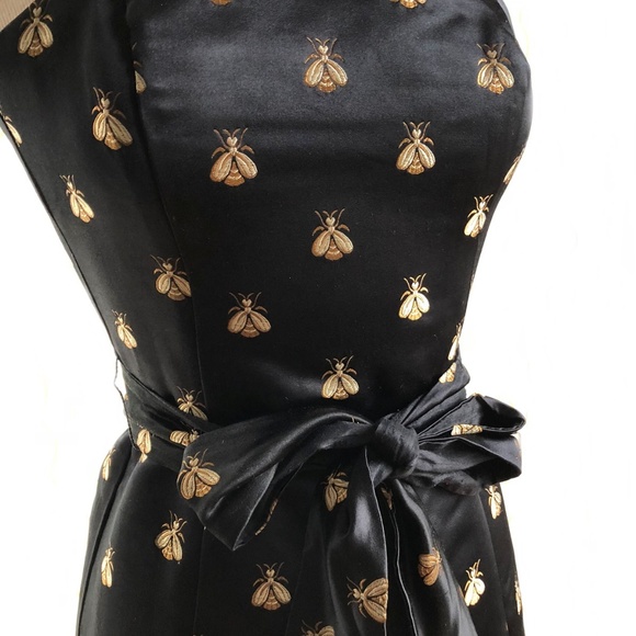 Molly B silk black cocktail dress with bee print - Picture 6 of 8